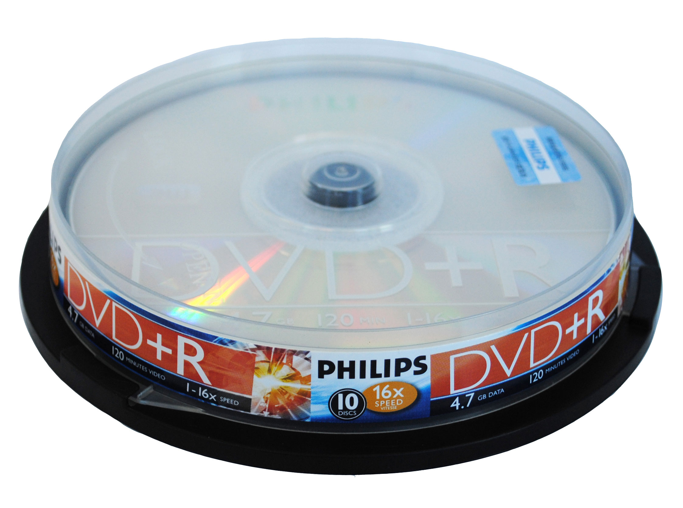 飛利浦（PHILIPS）DVD+R光盤/刻錄盤 16速4.7G 桶裝10片 空白光盤-0418商城