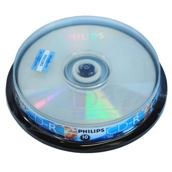 飛利浦（PHILIPS）CD-R光盤/刻錄盤 52速700M 桶裝10片-0418商城